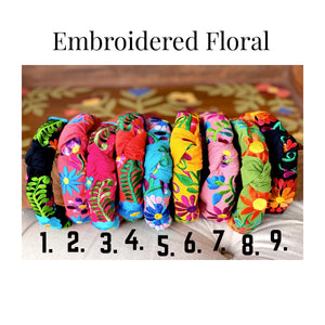 Embroidered Floral Knotted Headbands