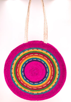 Palm Leaf Round (Hot Pink)- Long Handle