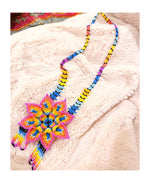 Neon “Flower Power” Seed Bead Necklace